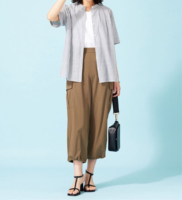 BELLUNA（ベルーナ）の「綿１００％バンドカラーシャツブラウス（ブラウス）」｜詳細画像