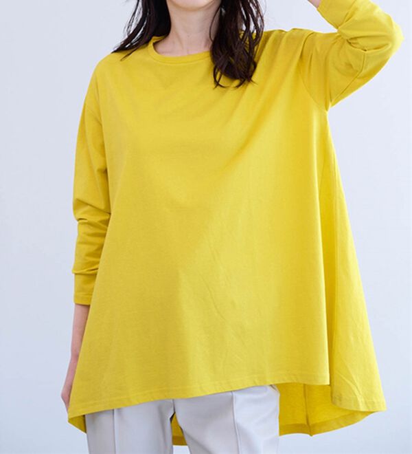 RANAN（ラナン）の「＜ＢＣ＞綿１００％ひんやりフレアーシルエットチュニック（カットソー）」｜詳細画像