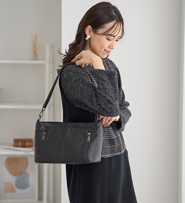 BELLUNA（ベルーナ）の「牛革多ポケット２ＷＡＹ手提げ（ハンドバッグ）」｜詳細画像