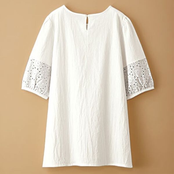 BELLUNA（ベルーナ）の「体型隠してフェミニンコーデ♪刺しゅう切替ブラウス（ブラウス）」｜詳細画像