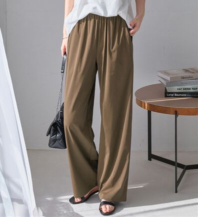 Viola e Viola（ヴィオラ エ ヴィオラ）の「【接触冷感】さらテロ楽のびストレートパンツ【選べる２丈】（フルレングスパンツ）」
