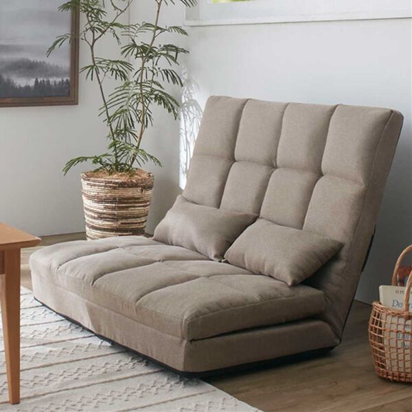 iellio（イエリオ）の「３ＷＡＹゆったりハイバックソファベッド＜リクライニングソファ・ローソファ・クッション付・新生活・来客・引っ越し・２人掛け＞（ソファ）」｜ライトブラウン