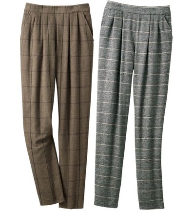 ルフラン（ルフラン）の「【２本組】ウール見え綿混タックパンツ＜パティン＞（フルレングスパンツ）」