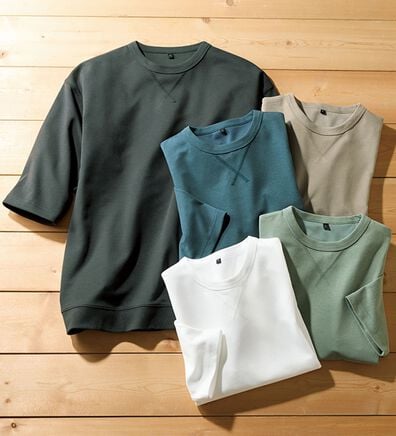「＜シンプル＆プラス＞長く着られるライトトレーナー（メンズＴシャツ）」