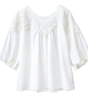 RANAN（ラナン）の「レース切替ボリューム袖ブラウス（ブラウス）」｜ホワイト