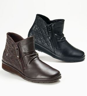 BELLUNA（ベルーナ）の「４Ｅ牛革切替ステッチショートブーツ（ブーツ）」｜詳細画像