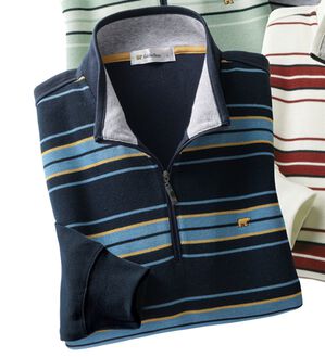 「＜ゴールデンベア＞軽い着心地のハーフジップトレーナー（メンズトレーナー）」｜ネイビ－