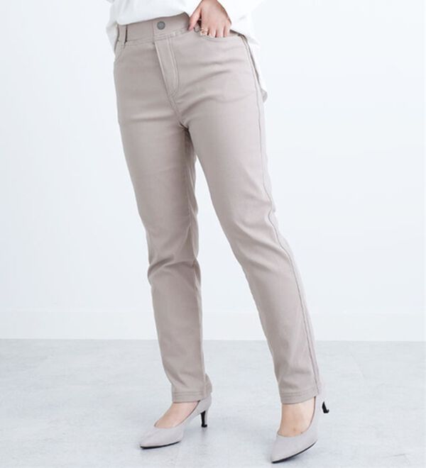 BELLUNA（ベルーナ）の「あったか裏トリコットストレッチパンツ（フルレングスパンツ）」｜ベージュ