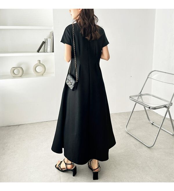 前後2WAYハーフジップフレンチ袖ワンピース - ベルーナ【公式】