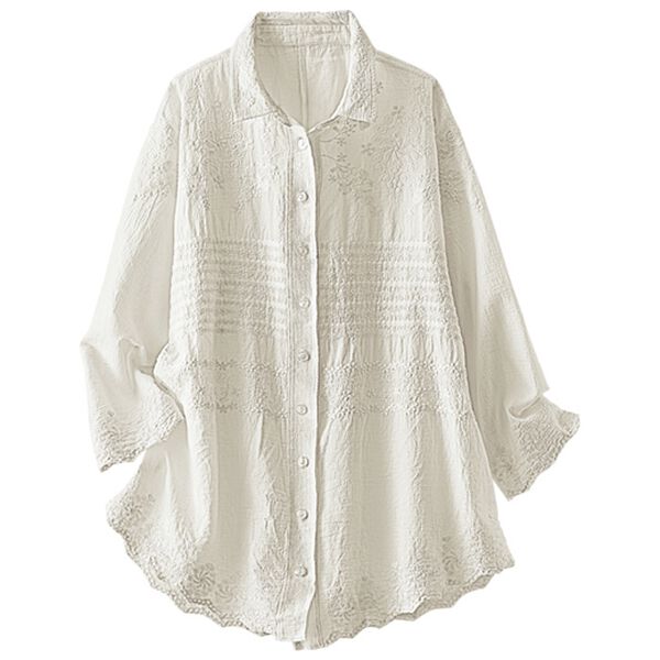 BELLUNA（ベルーナ）の「綿混ワッシャー素材パネル刺しゅうブラウス（ブラウス）」｜詳細画像