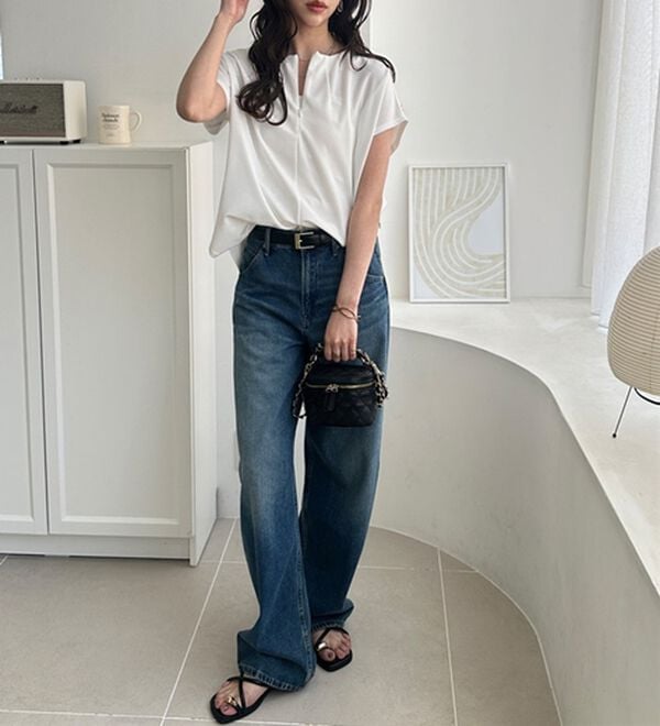 GeeRA（ジーラ）の「前後２ＷＡＹハーフジップＴブラウス（ブラウス）」｜詳細画像