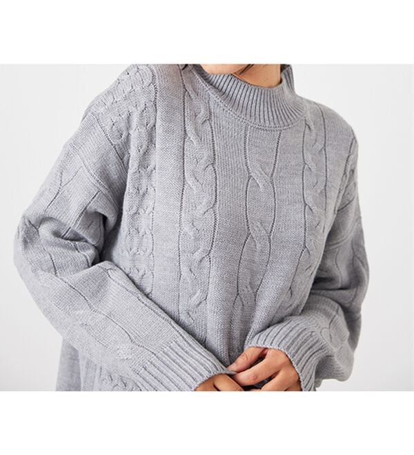 BELLUNA（ベルーナ）の「ケーブル柄ロング丈ニットワンピース（ニットワンピース）」｜詳細画像