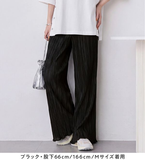 Viola e Viola（ヴィオラ エ ヴィオラ）の「着心地楽ちん！さらっと軽やかプリーツパンツ（フルレングスパンツ）」｜詳細画像