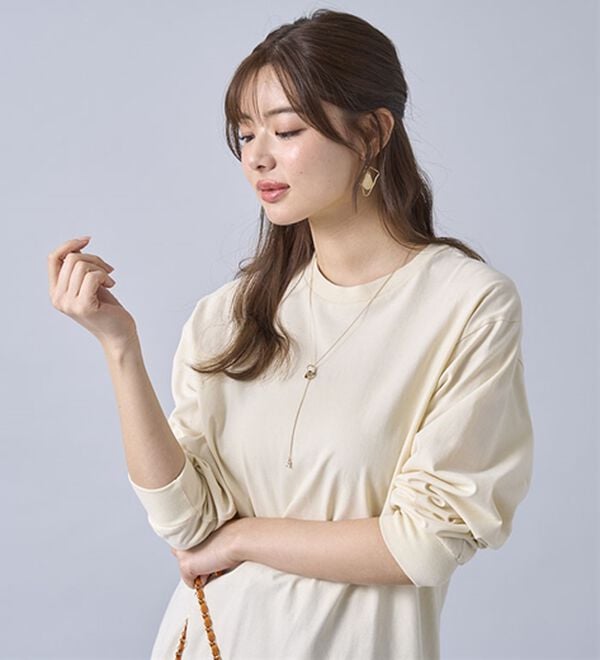 BELLUNA（ベルーナ）の「強撚綿１００％長袖プルオーバー（カットソー）」｜詳細画像