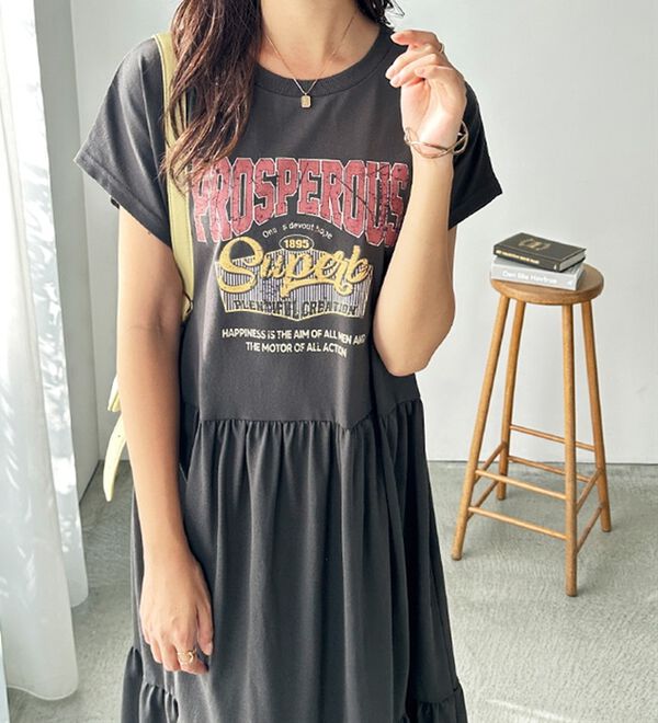 GeeRA（ジーラ）の「ピグメント風ティアードプリントＴシャツワンピース（カットソーワンピース）」｜詳細画像