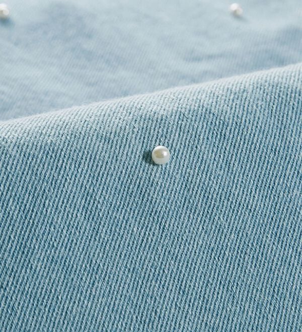 コーデの主役！パールデザインデニムワイドパンツ - ベルーナ