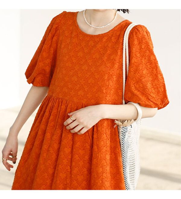 GeeRA（ジーラ）の「ジャカードパフスリーブワンピース（その他ワンピース）」｜詳細画像