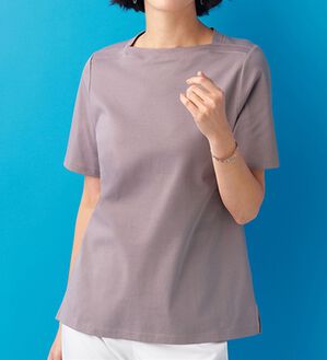 BELLUNA（ベルーナ）の「艶やか綿１００％シンプルプルオーバー（カットソー）」｜ローズグレー