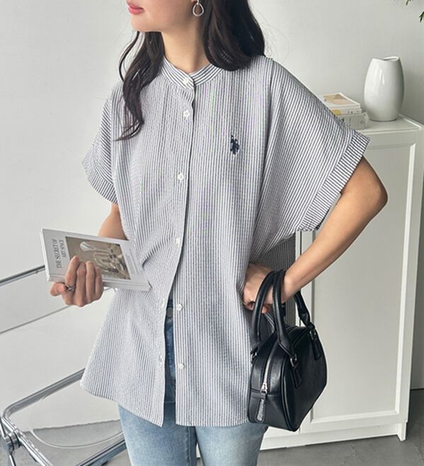 GeeRA（ジーラ）の「【ＵＳ．ＰＯＬＯ．ＡＳＳＮ】ポコポコ素材フレンチスリーブシャツ（シャツ）」｜詳細画像