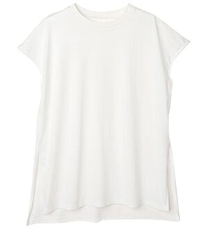 RANAN（ラナン）の「＜ＢＣ＞綿１００％ひんやりサイドスリットフレンチスリーブチュニック（チュニック）」｜オフホワイト