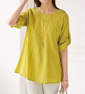 BELLUNA（ベルーナ）の「【店舗・ネット限定】シャドーストライプ素材タック使いブラウス（ブラウス）」｜詳細画像