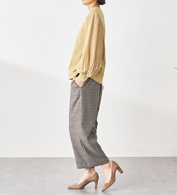 BELLUNA（ベルーナ）の「パール釦使い袖プリーツプルオーバー（カットソー）」｜詳細画像