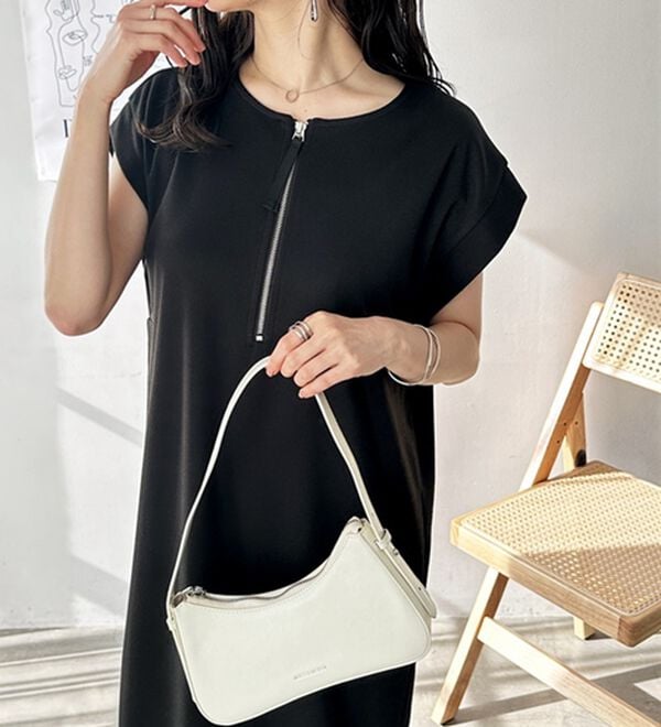 GeeRA（ジーラ）の「前後２ＷＡＹハーフジップＩラインワンピース（カットソーワンピース）」｜詳細画像