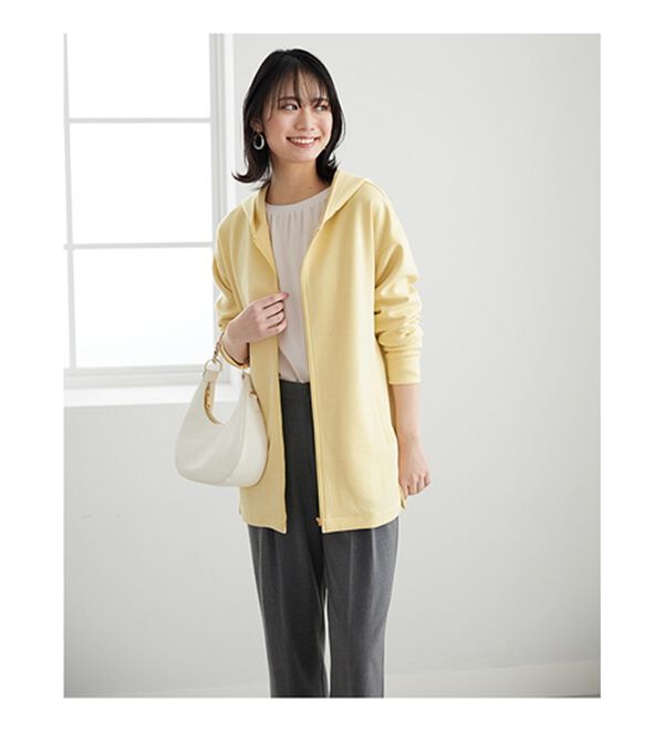 BELLUNA（ベルーナ）の「フードデザインとろみ素材ジップアップパーカー（パーカー）」｜詳細画像