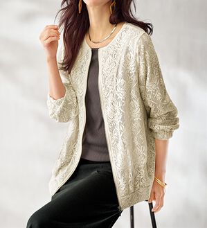 BELLUNA（ベルーナ）の「フラワー幾何柄レース配色ジャケット（その他ジャケット）」｜詳細画像