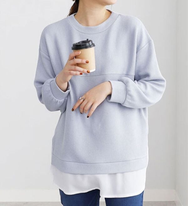 BELLUNA（ベルーナ）の「切替デザインレイヤード風チュニック（チュニック）」｜サックス&times;白