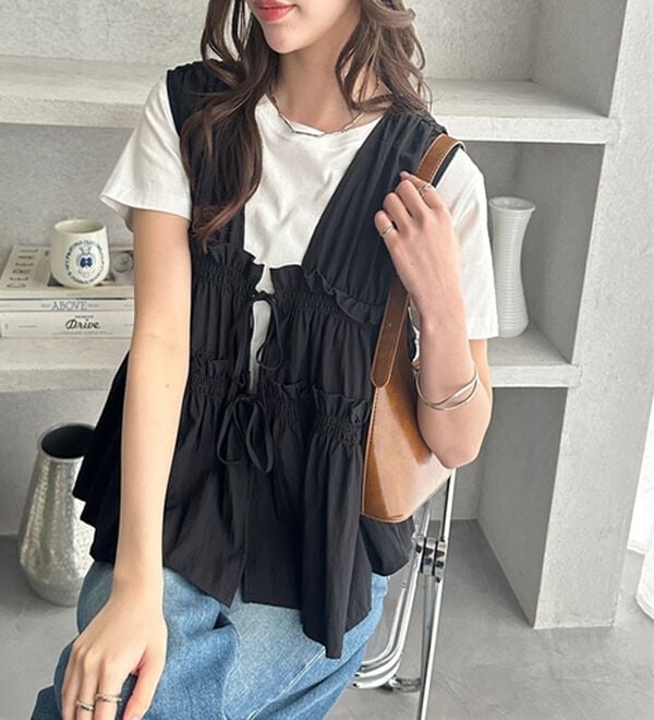 GeeRA（ジーラ）の「ギャザーリボンノースリブラウス（ブラウス）」｜詳細画像