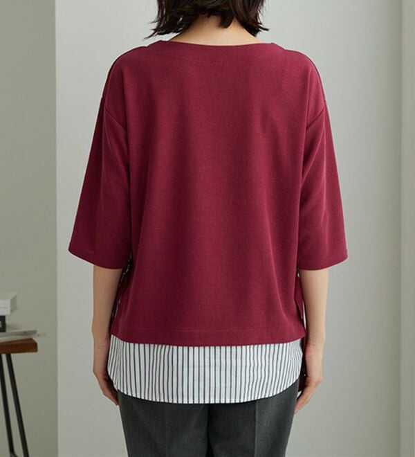 BELLUNA（ベルーナ）の「ラメストライプシャツフェイクチュニック（チュニック）」｜詳細画像