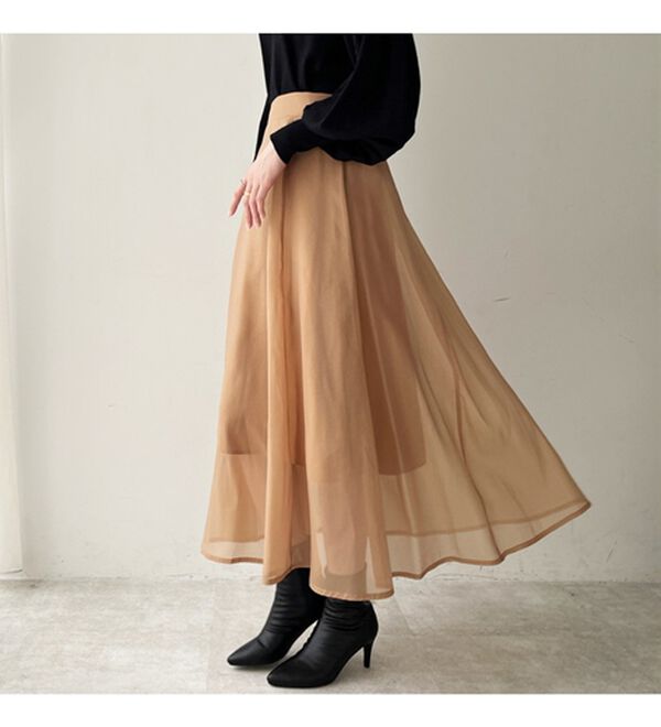 GeeRA（ジーラ）の「シアーデザインフレアーロングスカート（ロングスカート）」｜詳細画像