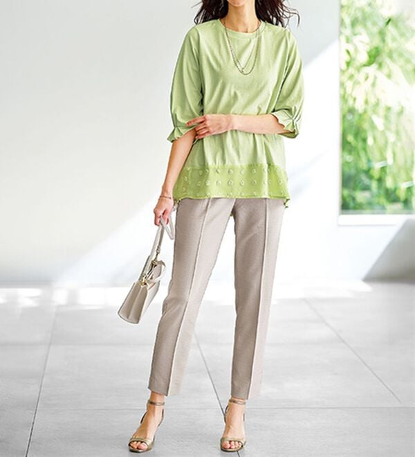 BELLUNA（ベルーナ）の「裾シアードット切替プルオーバー（カットソー）」｜詳細画像