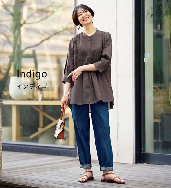 BELLUNA（ベルーナ）の「綿麻デニムすっきり見えゆるパンツ（フルレングスパンツ）」｜詳細画像