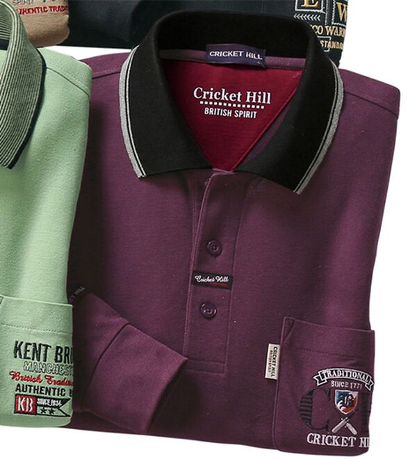 「選べるブランド長袖ポロシャツ（メンズポロシャツ）」｜ボルドー(抗菌)