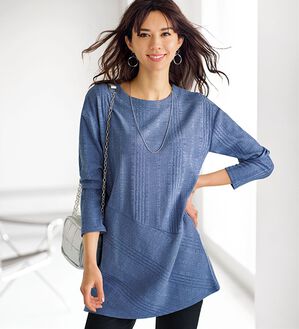 BELLUNA（ベルーナ）の「杢調ランダムテレコ切替チュニック（チュニック）」｜詳細画像
