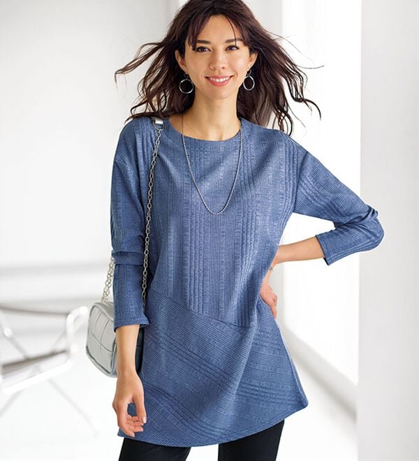 杢調ランダムテレコ切替チュニック - ベルーナ【公式】