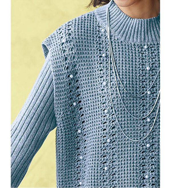 BELLUNA（ベルーナ）の「パール使い編地変化ニットベストアンサンブル（アンサンブル）」｜詳細画像