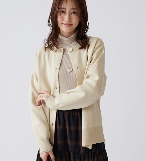 BELLUNA（ベルーナ）の「《快適Ｌａｂ．》洗える！軽い！配色使いニットカーディガン（ニットカーディガン）」｜詳細画像
