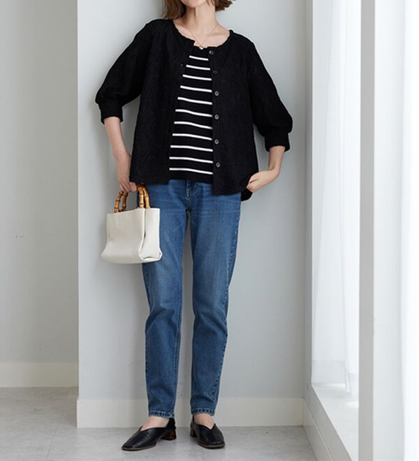 BELLUNA（ベルーナ）の「波柄シアージャカード素材カーディガン（ニットカーディガン）」｜詳細画像