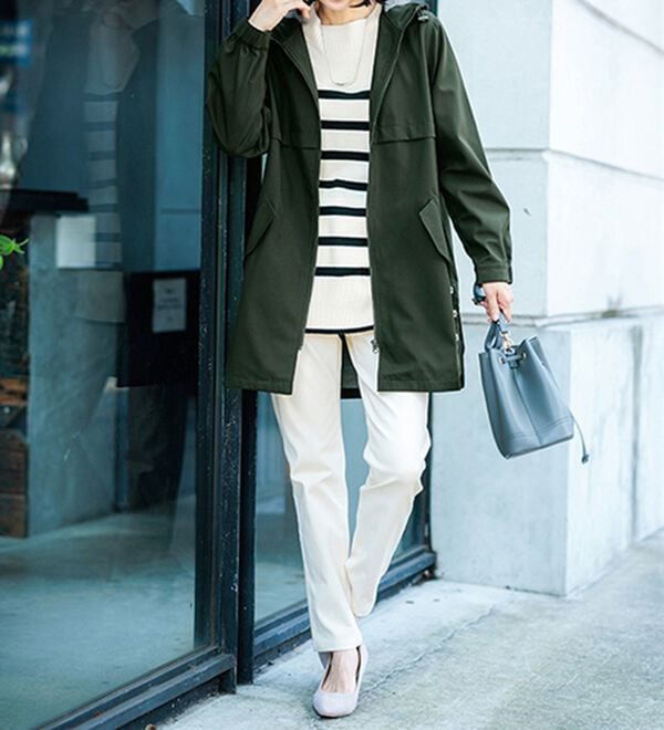 BELLUNA（ベルーナ）の「はっ水加工ボンディング素材ロング丈パーカー（ハーフコート）」｜詳細画像