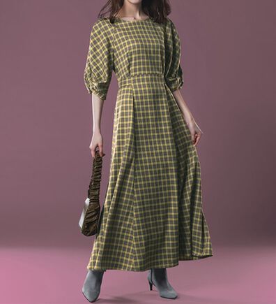 RANAN（ラナン）の「パフスリーブチェック柄ワンピ（その他ワンピース）」