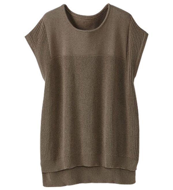 BELLUNA（ベルーナ）の「オーガニックコットン１００％ニットベスト（ベスト）」｜モカ