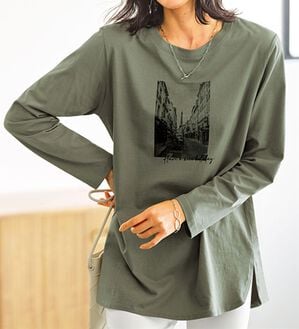 BELLUNA（ベルーナ）の「綿１００％ロゴプリントプルオーバー（カットソー）」｜詳細画像