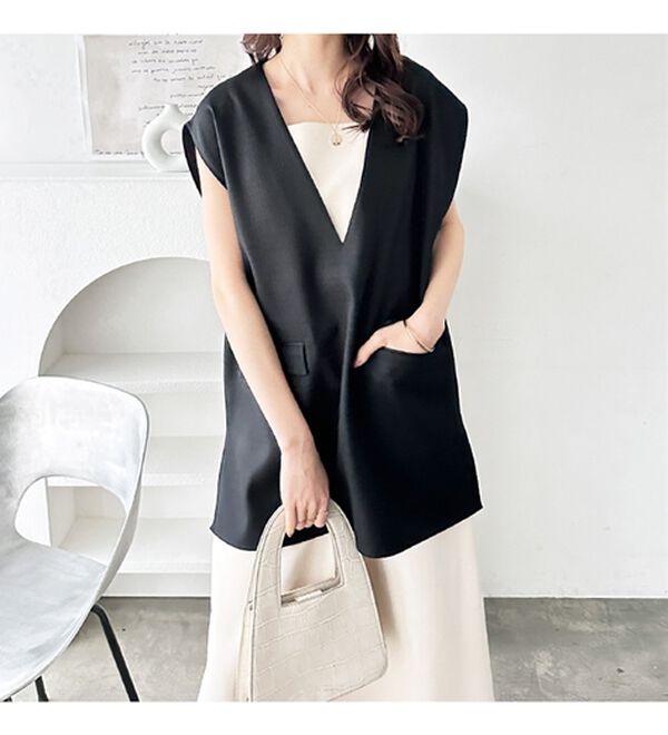 GeeRA（ジーラ）の「リネンライクスラブプルオーバーベスト（ベスト）」｜詳細画像