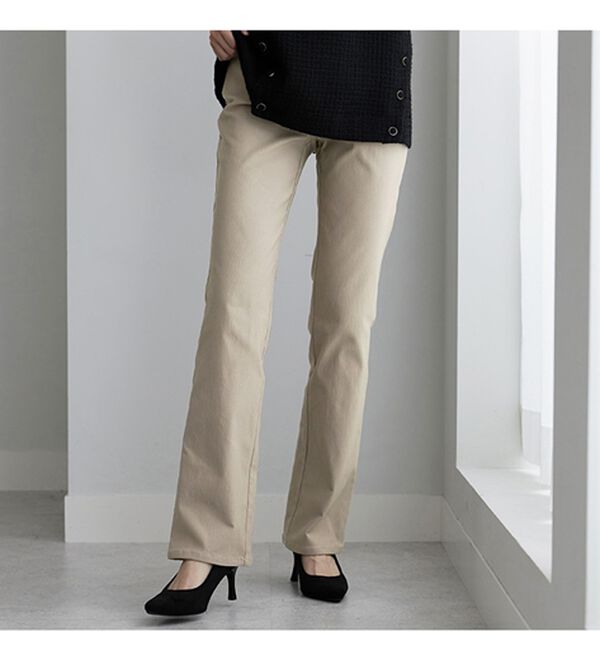 BELLUNA（ベルーナ）の「【選べる裏起毛】静電気防止！ブーツカットヘリンボーンパンツ（フルレングスパンツ）」｜詳細画像