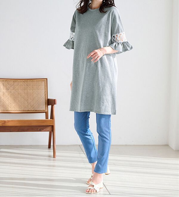 RANAN（ラナン）の「袖レース切替チュニックワンピース（チュニックワンピース）」｜詳細画像