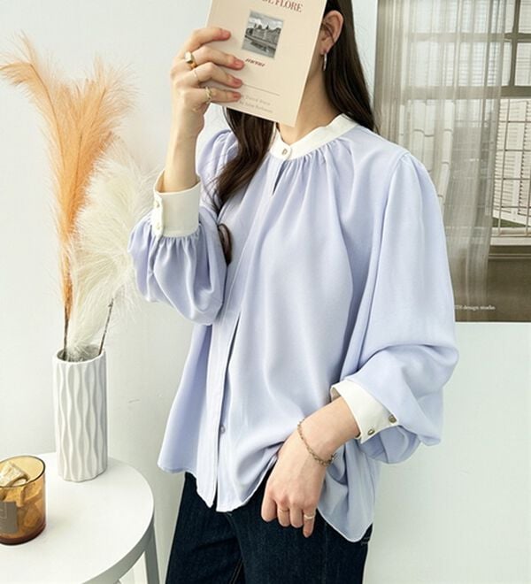 GeeRA（ジーラ）の「前後２ＷＡＹバイカラーブラウス（ブラウス）」｜詳細画像