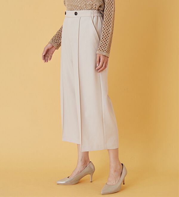 BELLUNA（ベルーナ）の「ウーリッシュ素材ウエスト釦ワイドパンツ（ワイドパンツ・ガウチョ）」｜詳細画像